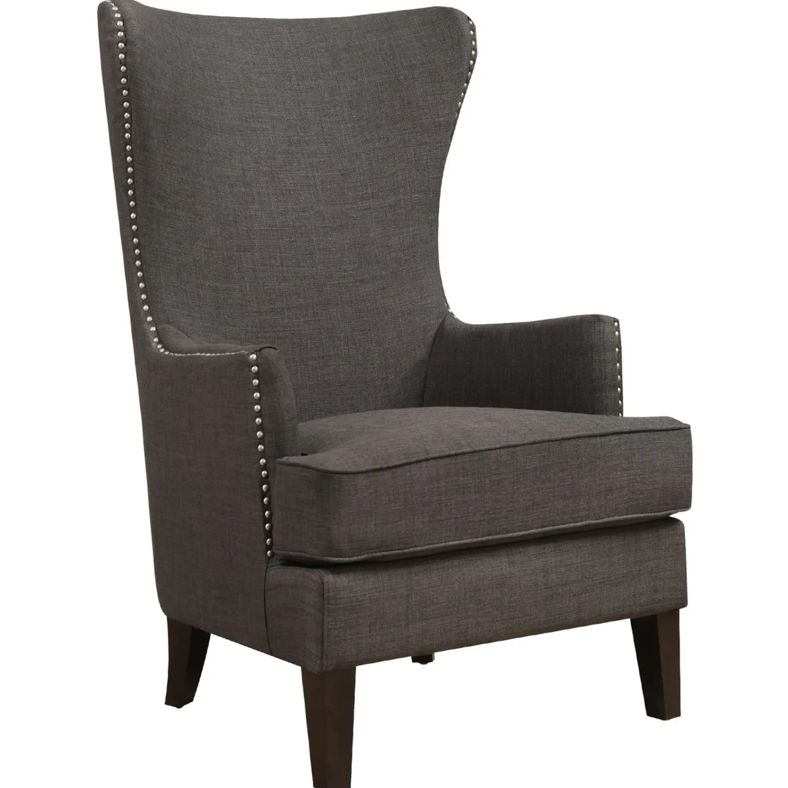Outlet Kori Charcoal Grey High Back Accent Chair With Nailhead Trim Good Quality Accent Chairs