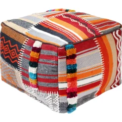Clearance Krisha Yarn Dyed Pouf Featured Ottomans & Poufs