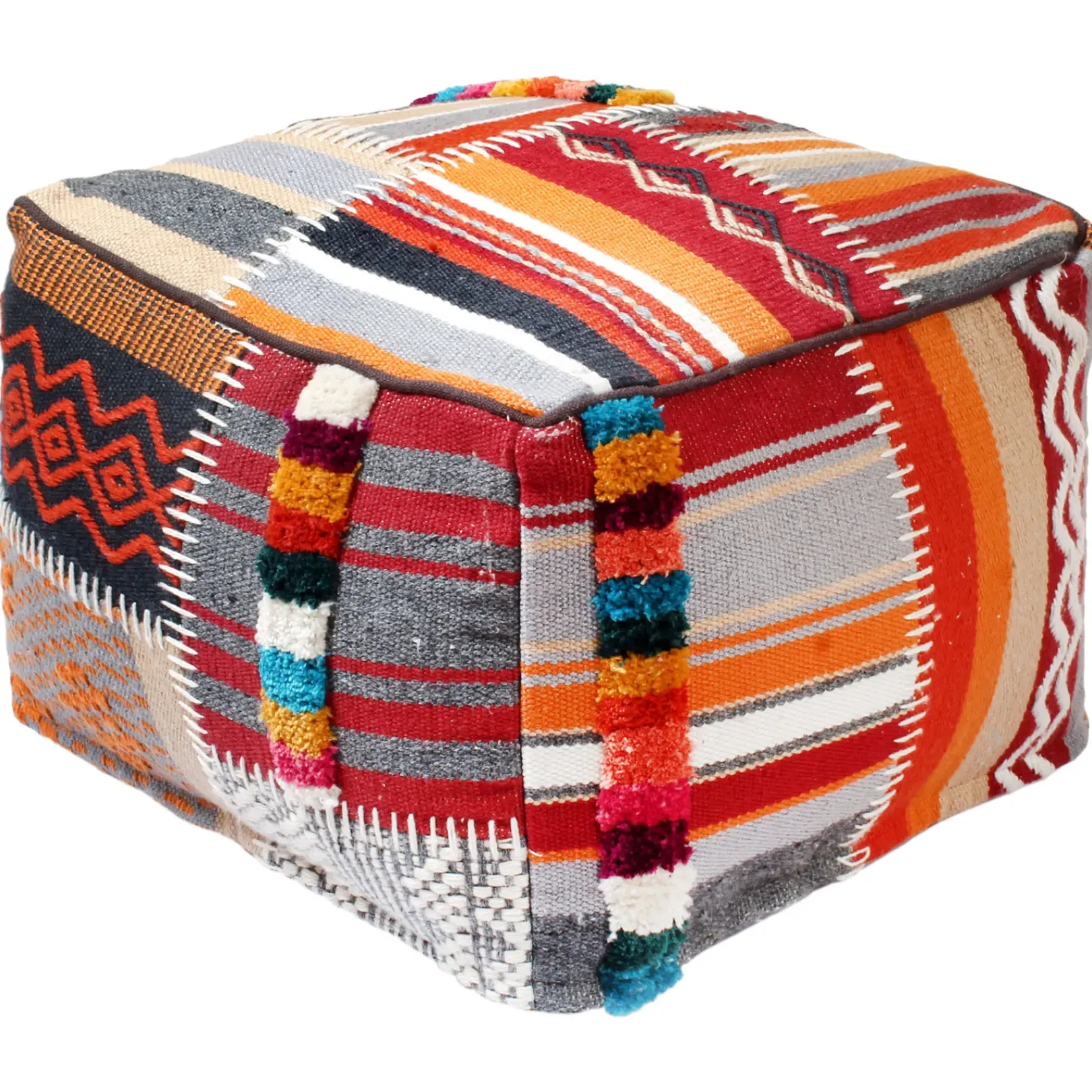 Clearance Krisha Yarn Dyed Pouf Featured Ottomans & Poufs