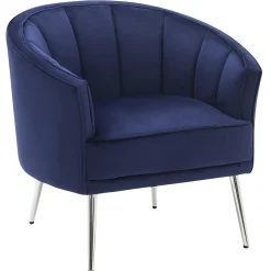 Hot Laila Ali Avani Blue Velvet Accent Chair Opening Sales Accent Chairs