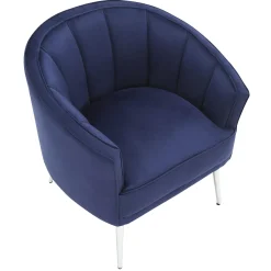 Hot Laila Ali Avani Blue Velvet Accent Chair Opening Sales Accent Chairs