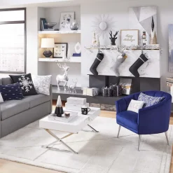 Hot Laila Ali Avani Blue Velvet Accent Chair Opening Sales Accent Chairs