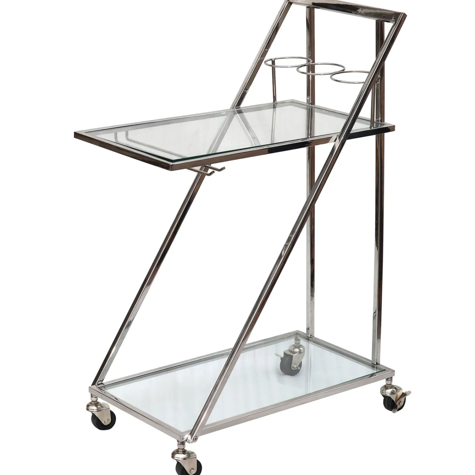 Hot Laila Ali Glass & Steel Bar Cart Clearance Baker'S Racks & Bar Carts