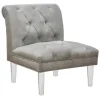 Hot Laila Ali Grey Tufted Accent Chair With Clear Acrylic Legs Outlet Accent Chairs