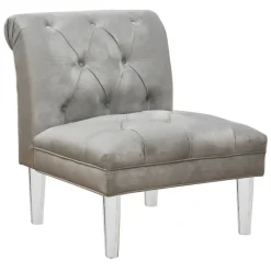 Hot Laila Ali Grey Tufted Accent Chair With Clear Acrylic Legs Outlet Accent Chairs