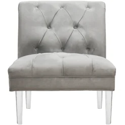 Hot Laila Ali Grey Tufted Accent Chair With Clear Acrylic Legs Outlet Accent Chairs