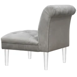 Hot Laila Ali Grey Tufted Accent Chair With Clear Acrylic Legs Outlet Accent Chairs