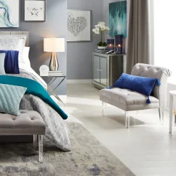 Hot Laila Ali Grey Tufted Accent Chair With Clear Acrylic Legs Outlet Accent Chairs