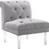 Best Laila Ali Grey Tufted Acrylic Leg Accent Chair Kd Fashion Accent Chairs