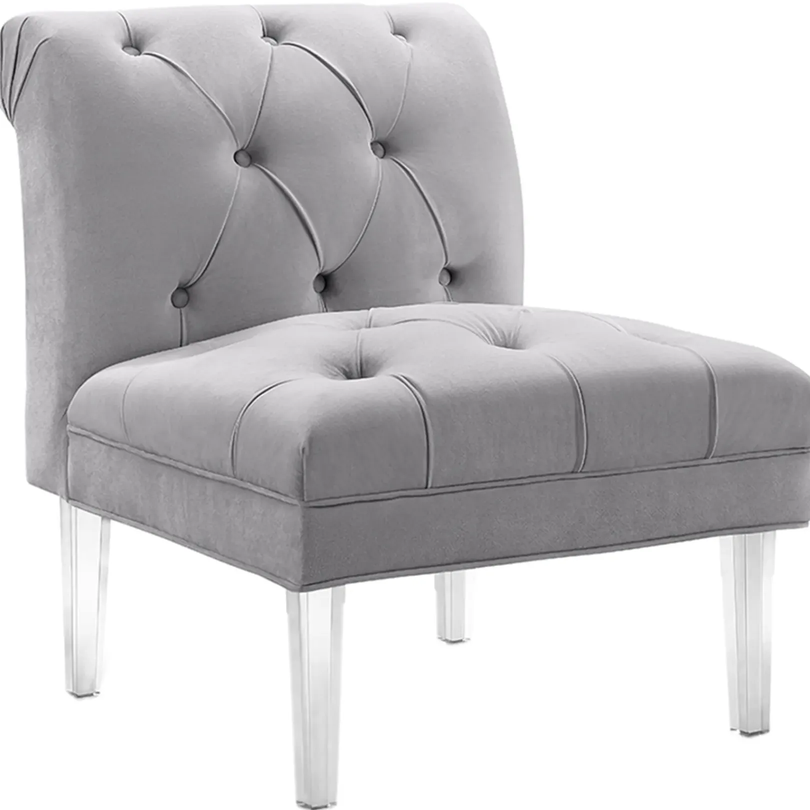 Best Laila Ali Grey Tufted Acrylic Leg Accent Chair Kd Fashion Accent Chairs