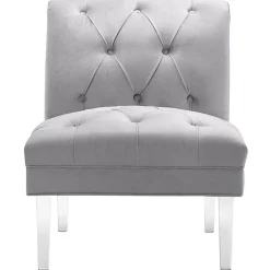 Best Laila Ali Grey Tufted Acrylic Leg Accent Chair Kd Fashion Accent Chairs