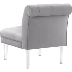 Best Laila Ali Grey Tufted Acrylic Leg Accent Chair Kd Fashion Accent Chairs