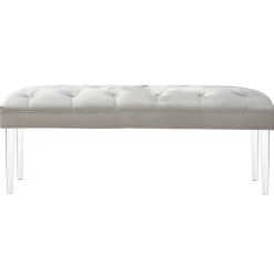 Outlet Laila Ali Grey Tufted Acrylic Leg Bench, Kd Online Discount Stools & Benches
