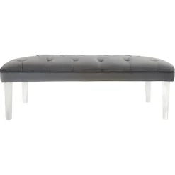 Laila Ali Grey Tufted Bench With Clear Acrylic Legs Promotion Benches
