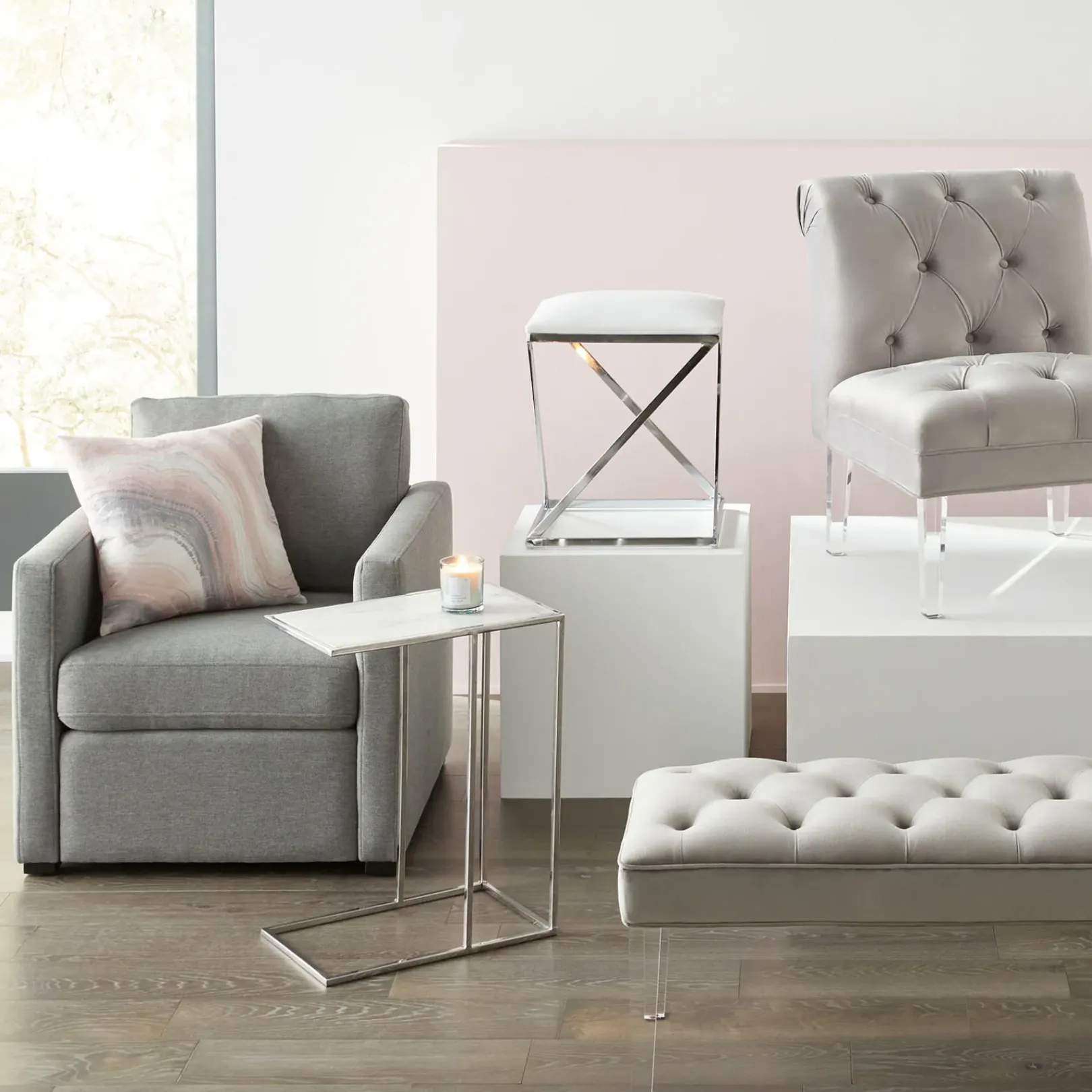 Discount Laila Ali Harlowe Modern Track Arm Chair Promotion Accent Chairs