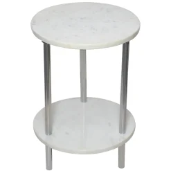 Laila Ali Iris White Marble Accent Table Opening Sales Accent Tables