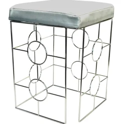 Laila Ali Kaia Grey & Chrome Stool, 20.5 Fashion Stools & Benches