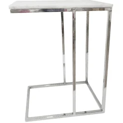 Best Laila Ali Marbled-Top Silver C-Table Flash Sale Accent Tables