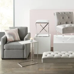 Best Laila Ali Marbled-Top Silver C-Table Flash Sale Accent Tables