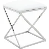 Sale Laila Ali Modern White Velvet Ottoman Promotion Ottomans & Poufs