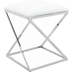 Sale Laila Ali Modern White Velvet Ottoman Promotion Ottomans & Poufs