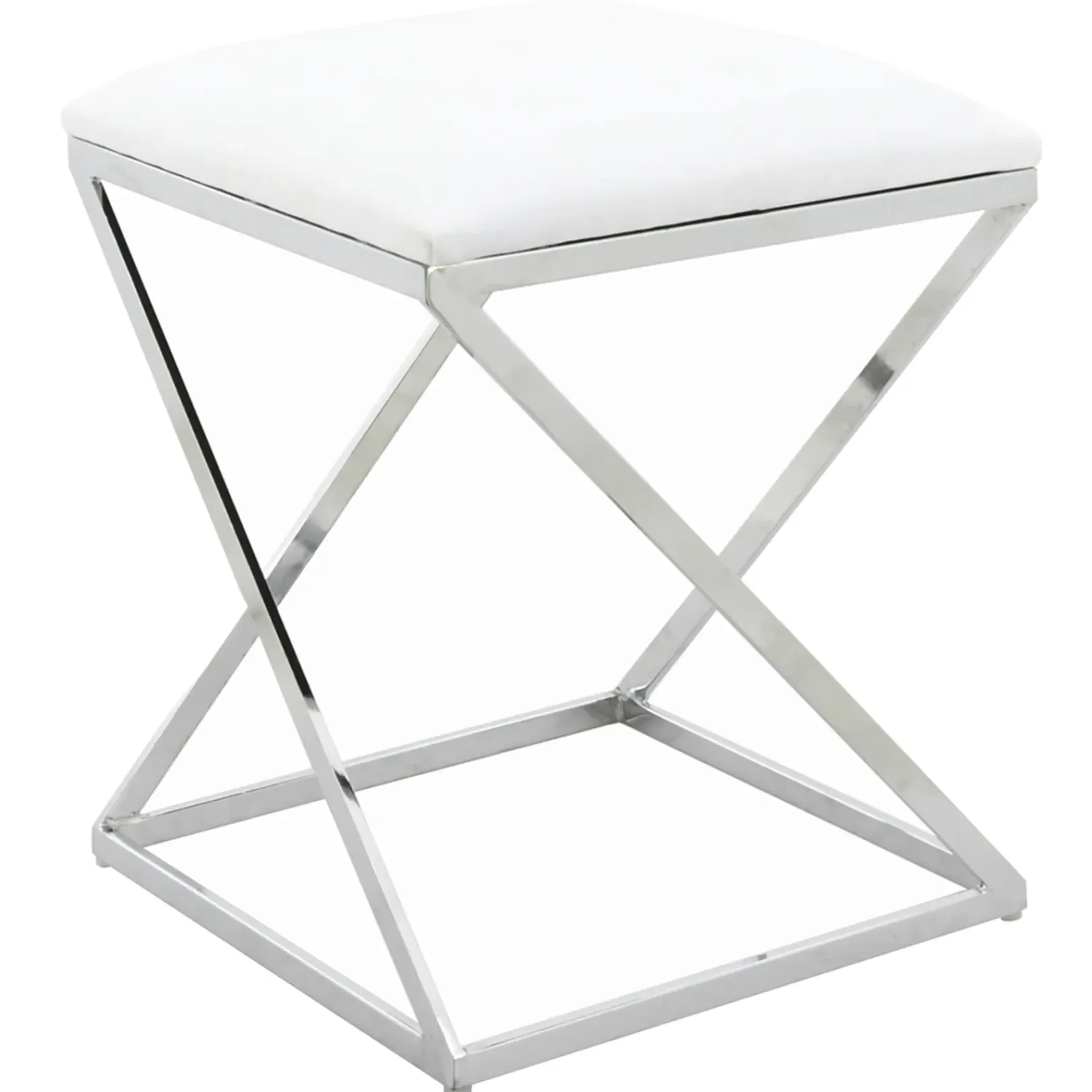 Sale Laila Ali Modern White Velvet Ottoman Promotion Ottomans & Poufs