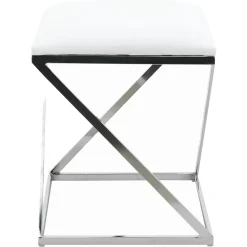 Sale Laila Ali Modern White Velvet Ottoman Promotion Ottomans & Poufs