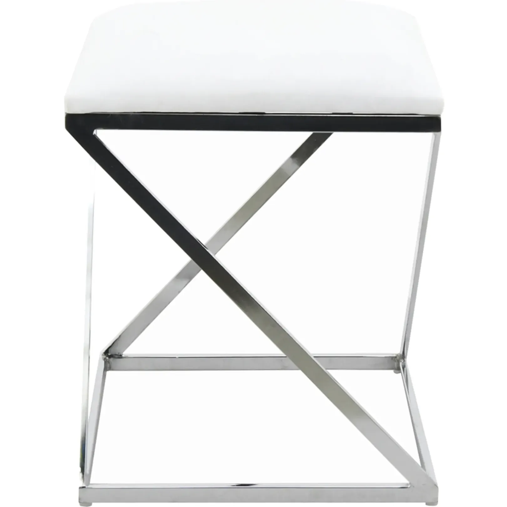 Sale Laila Ali Modern White Velvet Ottoman Promotion Ottomans & Poufs