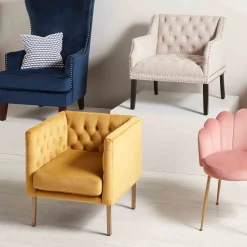 Lena Ivory Velvet Tufted Armchair With Nailhead Trim Discount Online Accent Chairs
