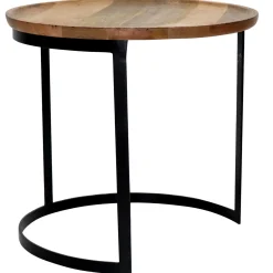 Discount Mango Wood Top Side Table With Metal Base, Large Clearance Accent Tables