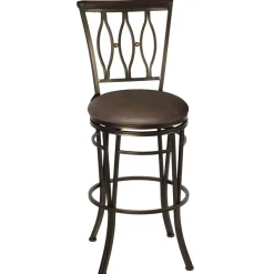 Sale Marsol Brown Metal Swivel Barstool With Faux Leather Seat Clearance Barstools