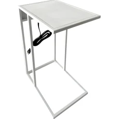 Clearance Metal C-Table With Usb Port, White Premium Accent Tables