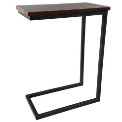 Discount Metal C-Table With Wooden Top, Black Promotion Accent Tables