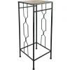 Clearance Metal Plant Stand With Wood Top Black, Large Promotion Plant Stands