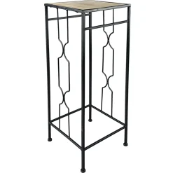 Clearance Metal Plant Stand With Wood Top Black, Large Promotion Plant Stands