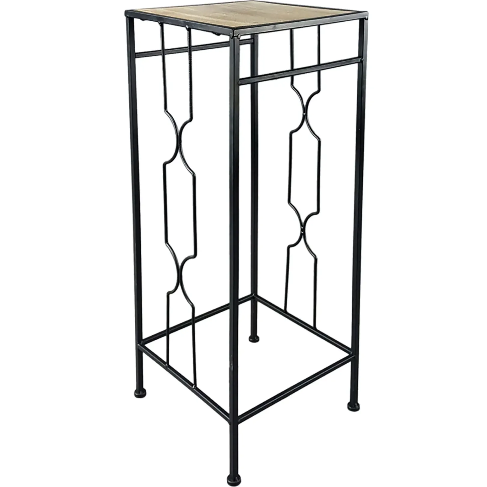 Clearance Metal Plant Stand With Wood Top Black, Large Promotion Plant Stands
