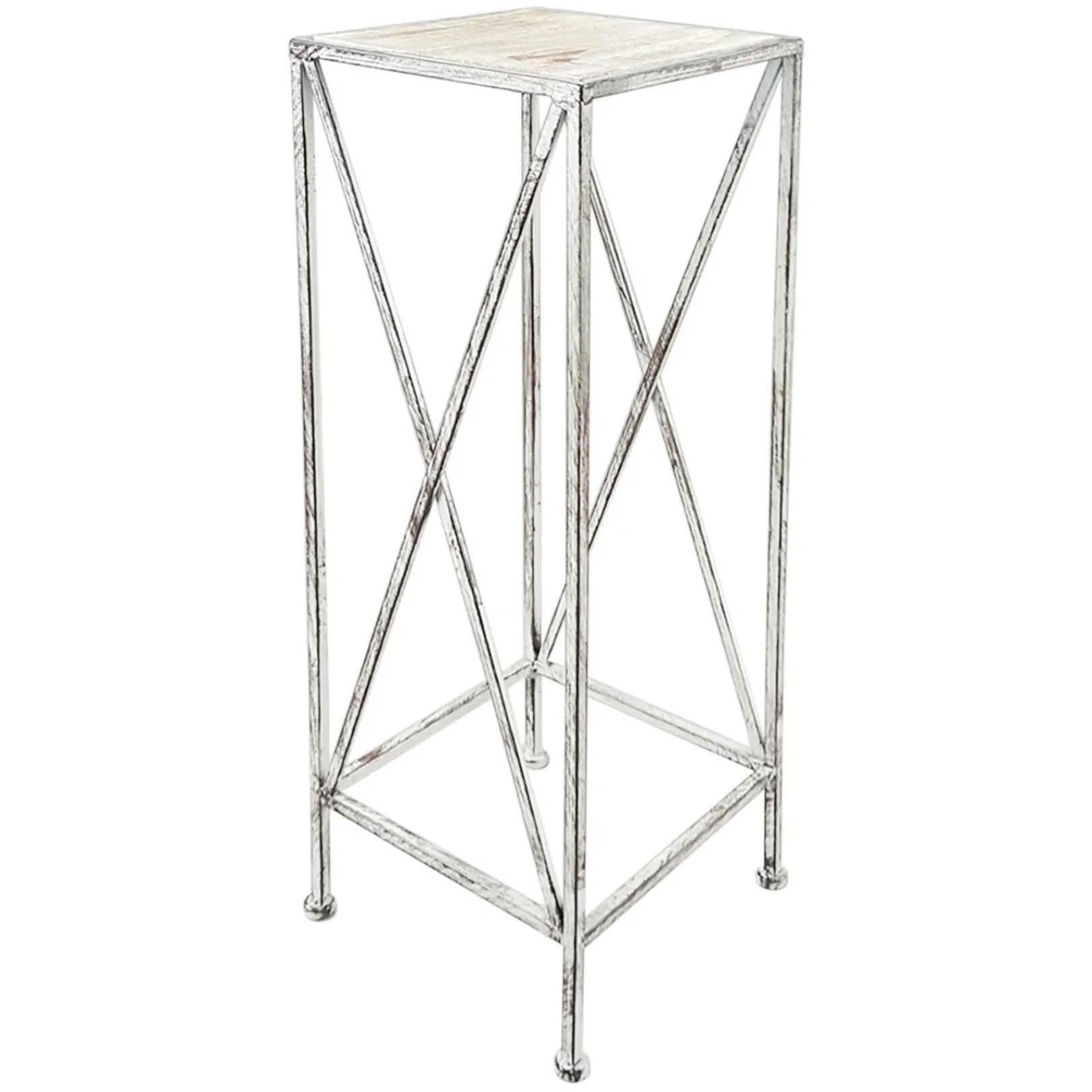 Hot Metal Plant Stand With Wood Top Grey, Large Online Discount Plant Stands