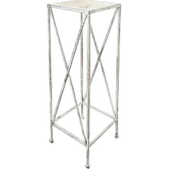Clearance Metal Plant Stand With Wood Top Grey, Small Exquisite Gifts Plant Stands