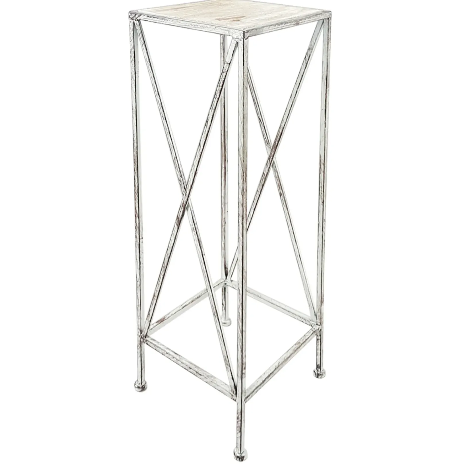 Clearance Metal Plant Stand With Wood Top Grey, Small Exquisite Gifts Plant Stands