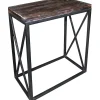 Online Metal X-Side Table With Wood Top, Large Outlet Accent Tables