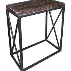 Online Metal X-Side Table With Wood Top, Large Outlet Accent Tables