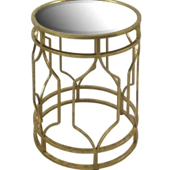 New Mirror Top Table With Gold Quatrefoil Base, Small Promotion Accent Tables