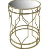 Sale Mirror Top Table With Gold Quatrefoil Base, Large Opening Sales Accent Tables