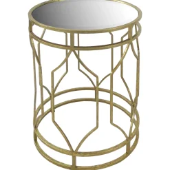 Sale Mirror Top Table With Gold Quatrefoil Base, Large Opening Sales Accent Tables