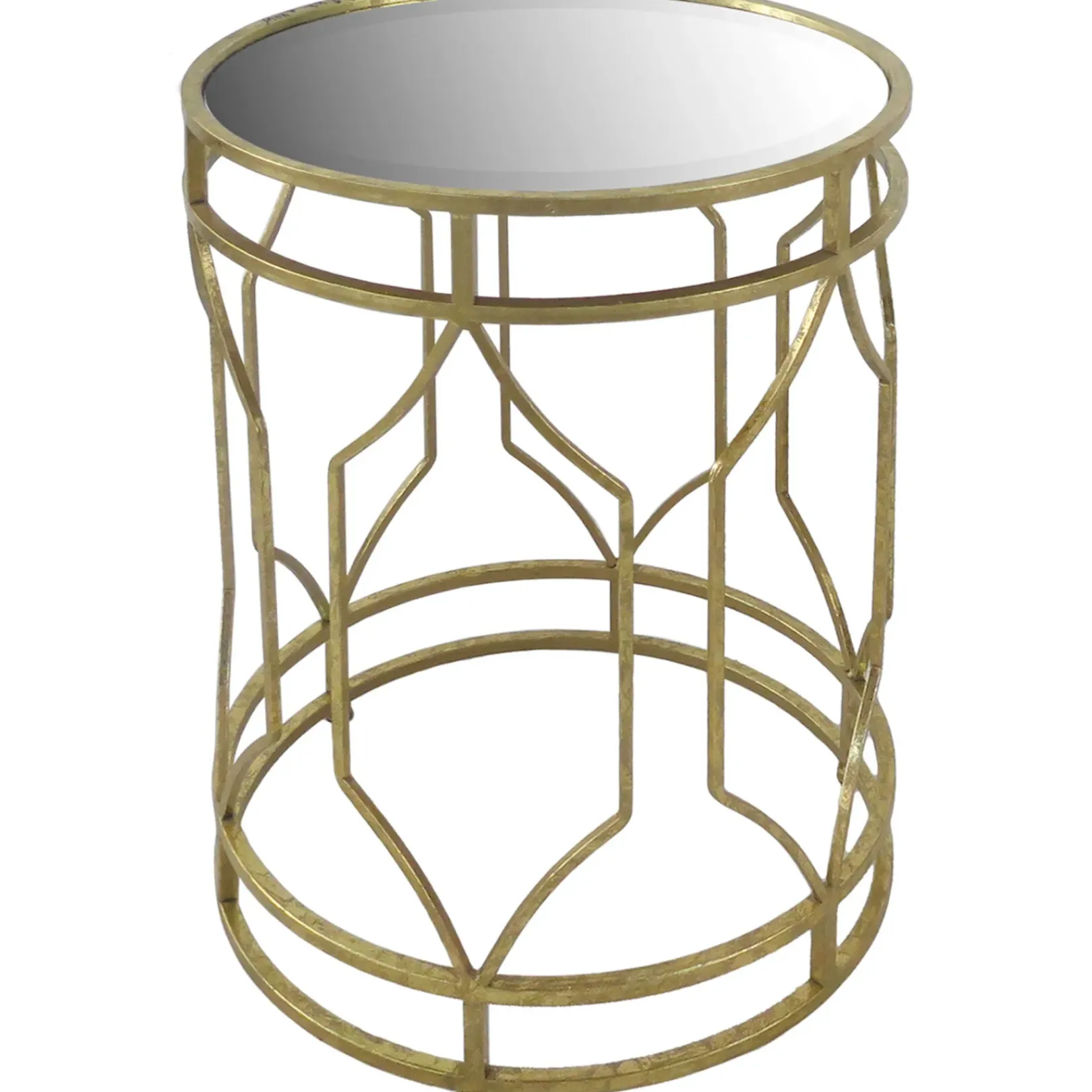 Sale Mirror Top Table With Gold Quatrefoil Base, Large Opening Sales Accent Tables