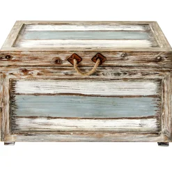Clearance Nantucket Weathered Wood Decorative Storage Trunk, Large Opening Sales Accent Tables