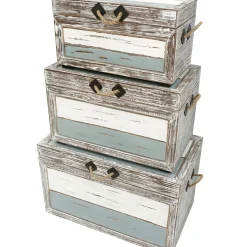 Clearance Nantucket Weathered Wood Decorative Storage Trunk, Large Opening Sales Accent Tables