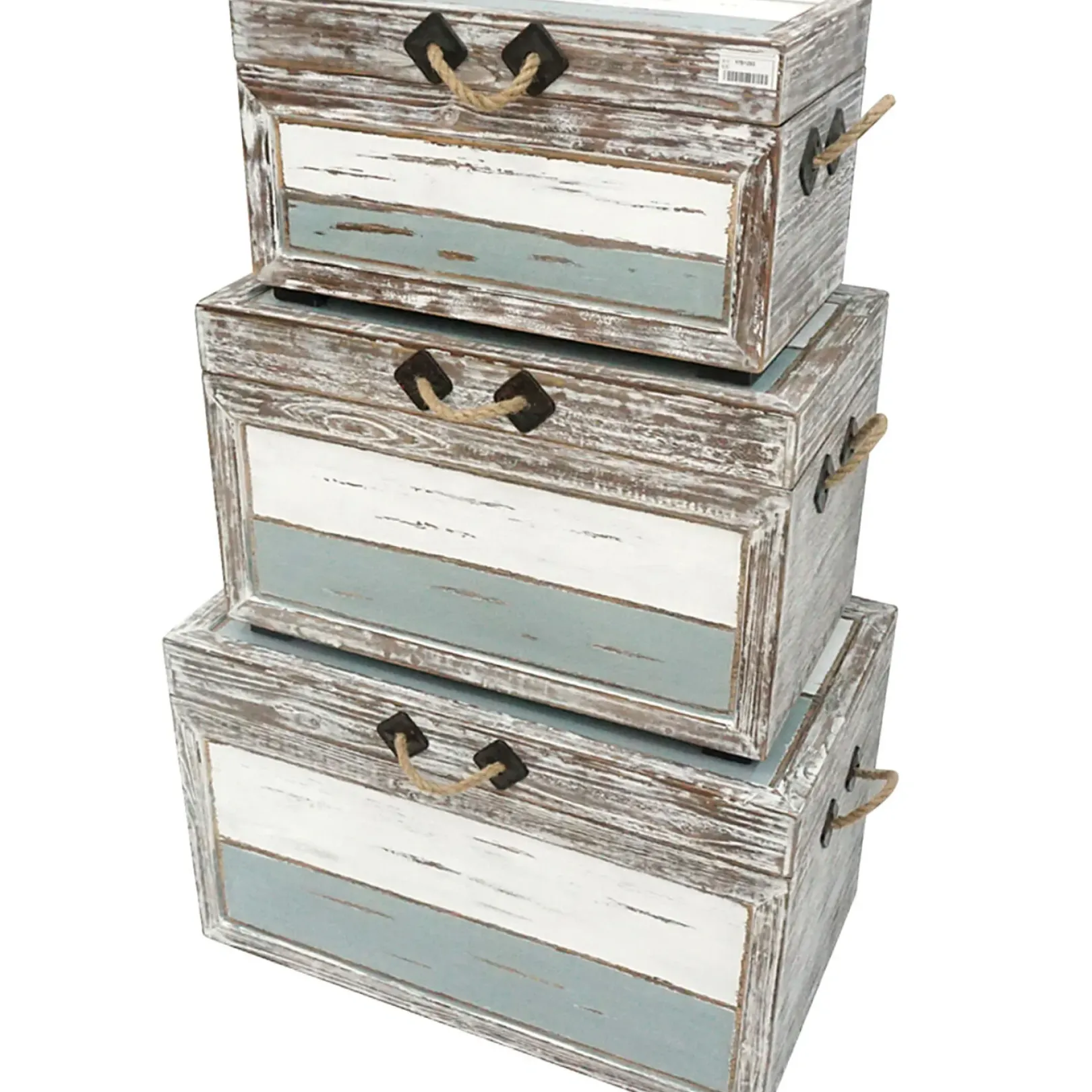 Clearance Nantucket Weathered Wood Decorative Storage Trunk, Large Opening Sales Accent Tables