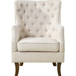 New Norfolk White Tufted Accent Chair, Kd Opening Sales Accent Chairs