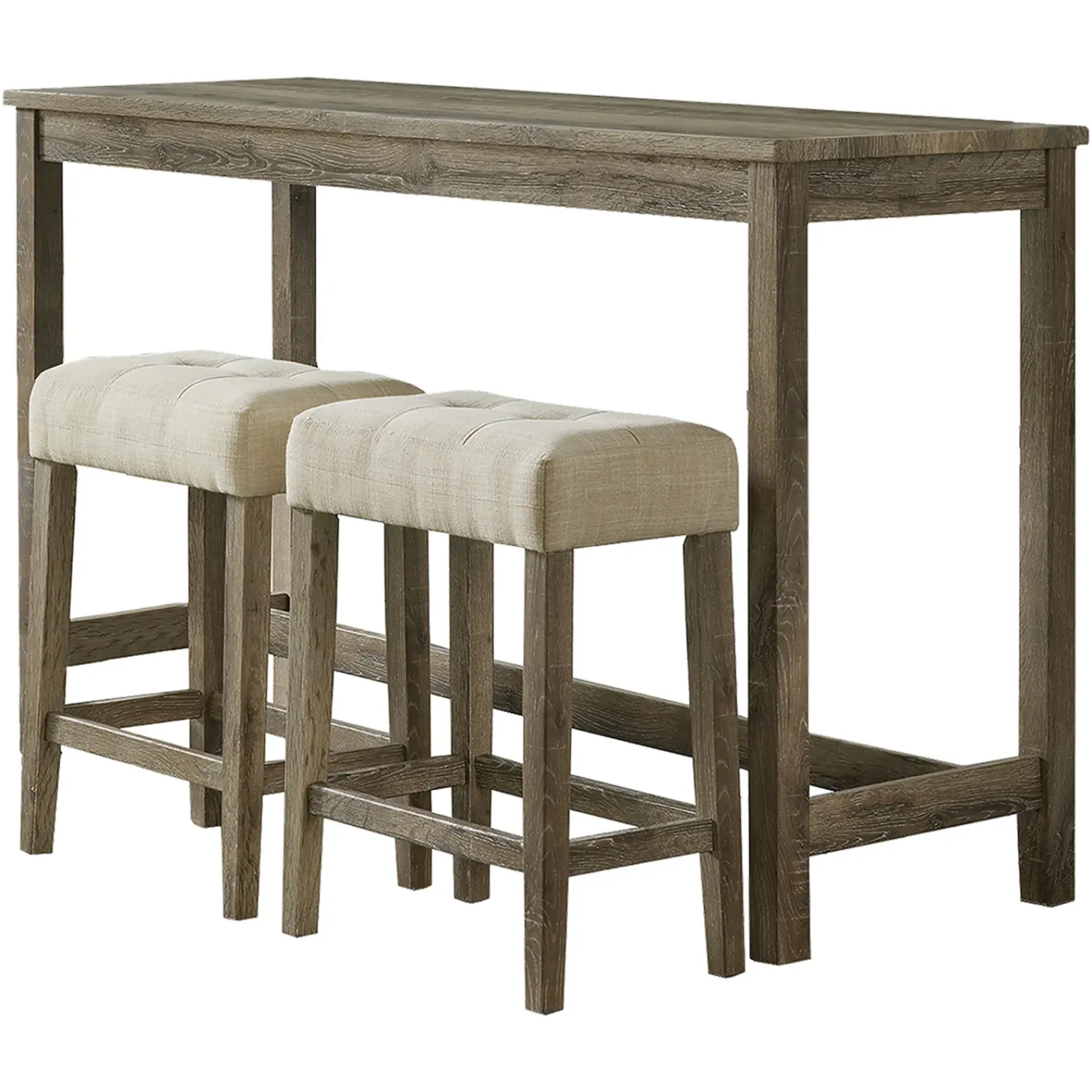 Discount Oak Lawn Light Grey 3-Piece Sofa Table Set With Ivory Upholstered Counter Stools, 42 Cheaper Dining Tables & Sets